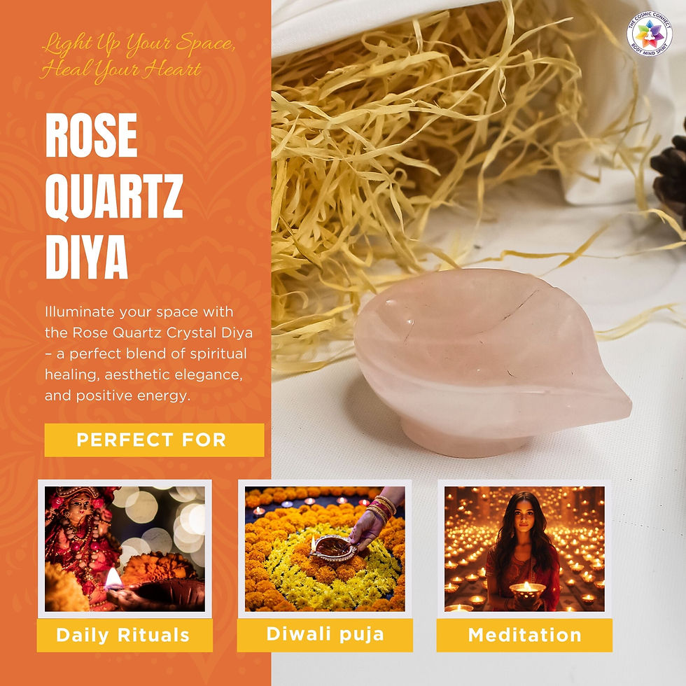 Thumbnail: Energized Rose Quartz Crystal Diya Love and Harmony for Home Decor