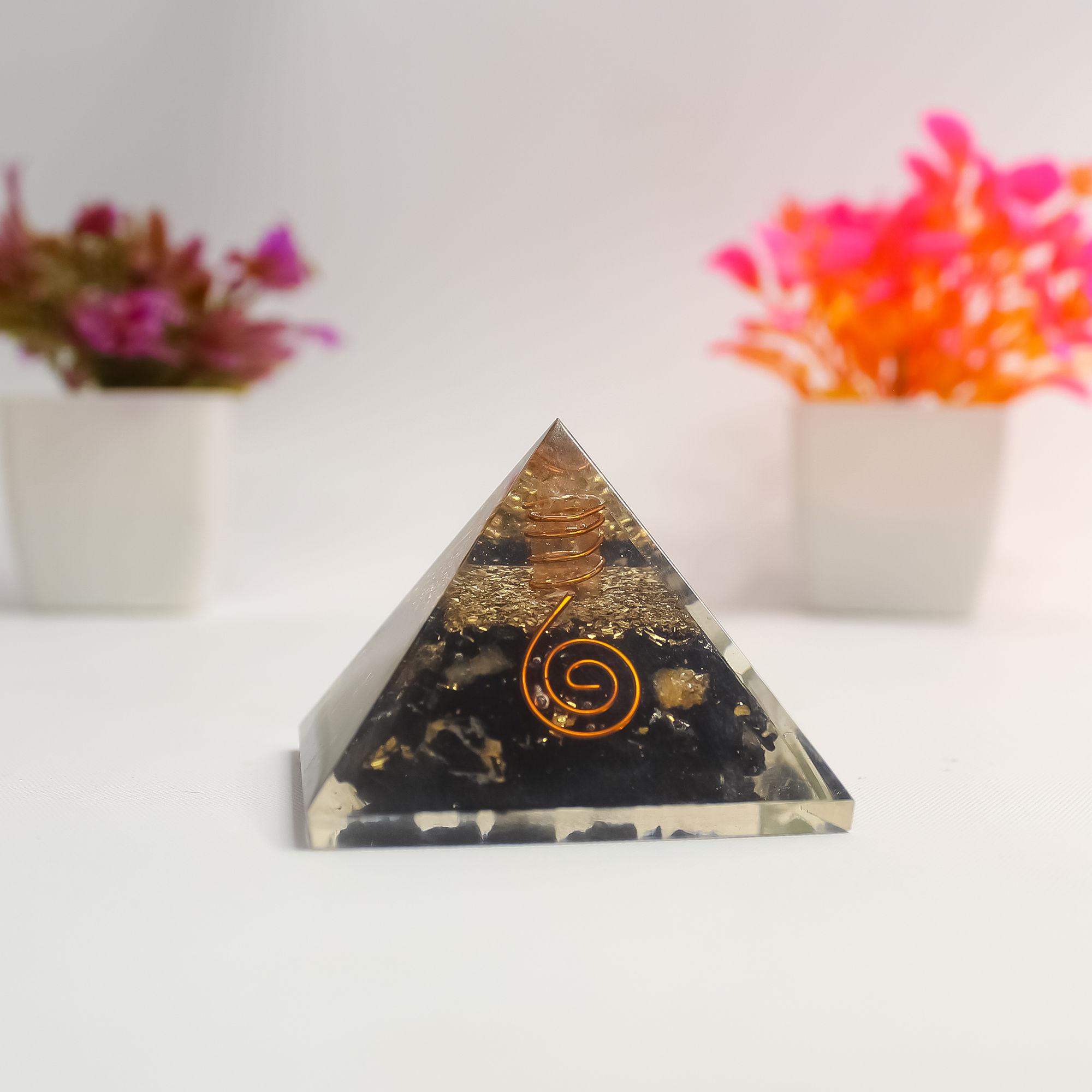 Black Tourmaline Orgone Pyramid for Shield Against Negativity & EMF Protection