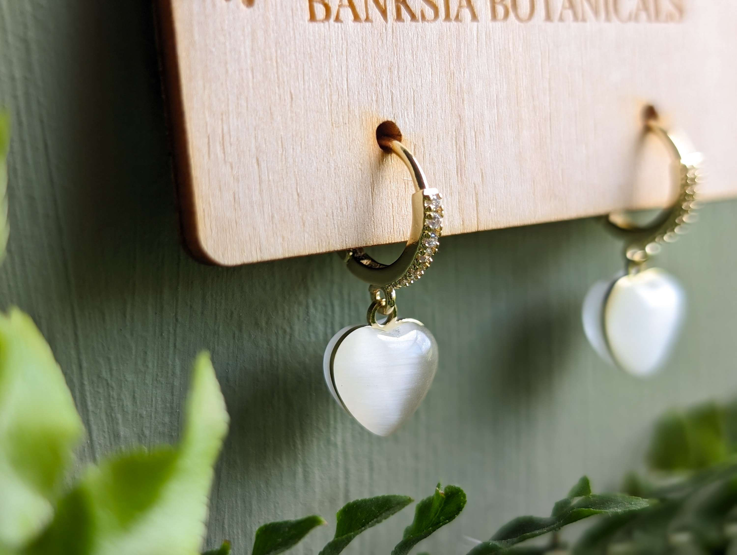 Gold Cat's Eye & Cubic Zirconia Huggie Earrings 