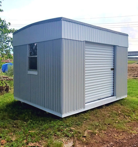 10x12x8 - Side Rollup - Light Gray with White Trim