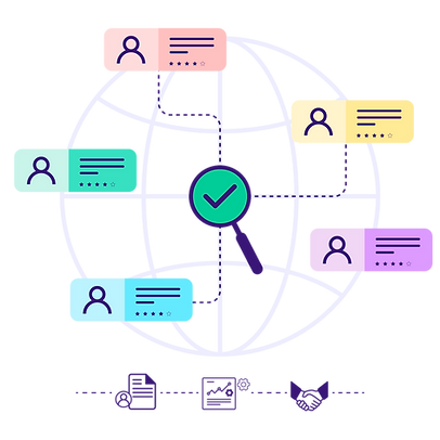Illustration représentant les étapes du processus de conception de solutions numériques.