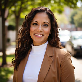 Amy, founder of The Lotus Way, posing in a white blazer; a professional burnout recovery coach for high-achievers.