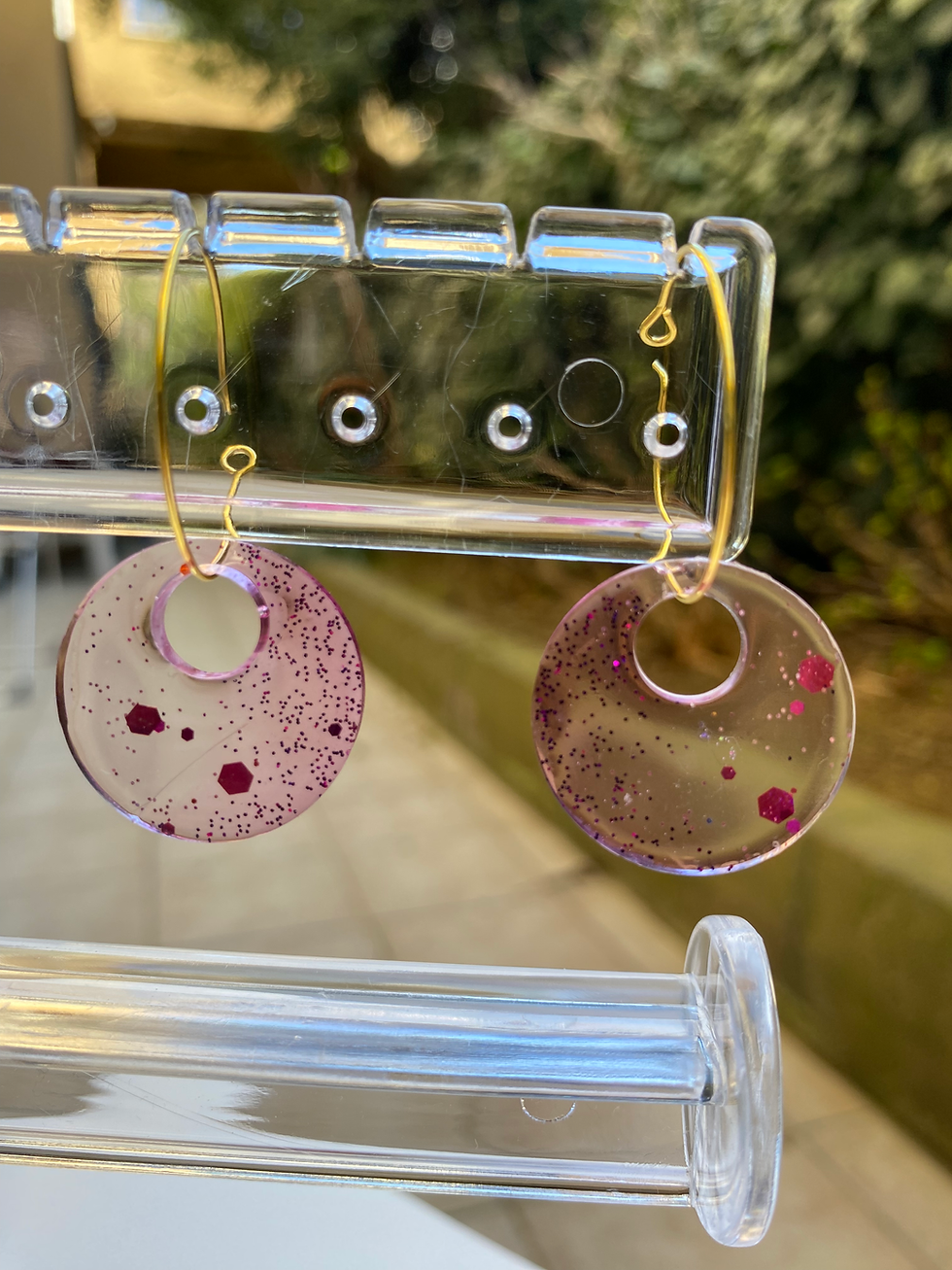 Thumbnail: El Yapımı Renkli Halka Tasarım Epoksi Küpe-Handmade Colorful Resin Hoop Earrings