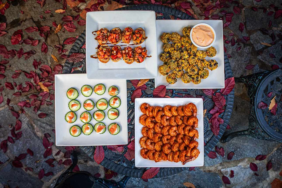 Four Different Plated Appetizers