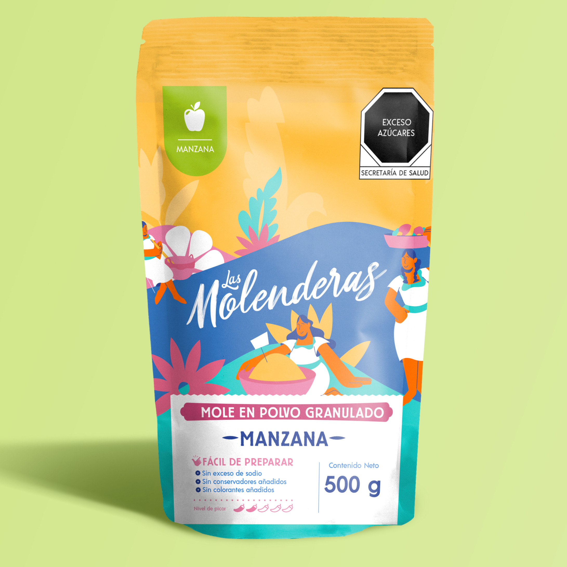 MANZANA, 500gr., Mole en polvo granulado