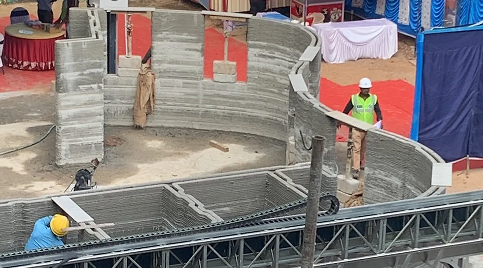 Still from the construction of India's first ever 3D Printed Post Office in Bengaluru