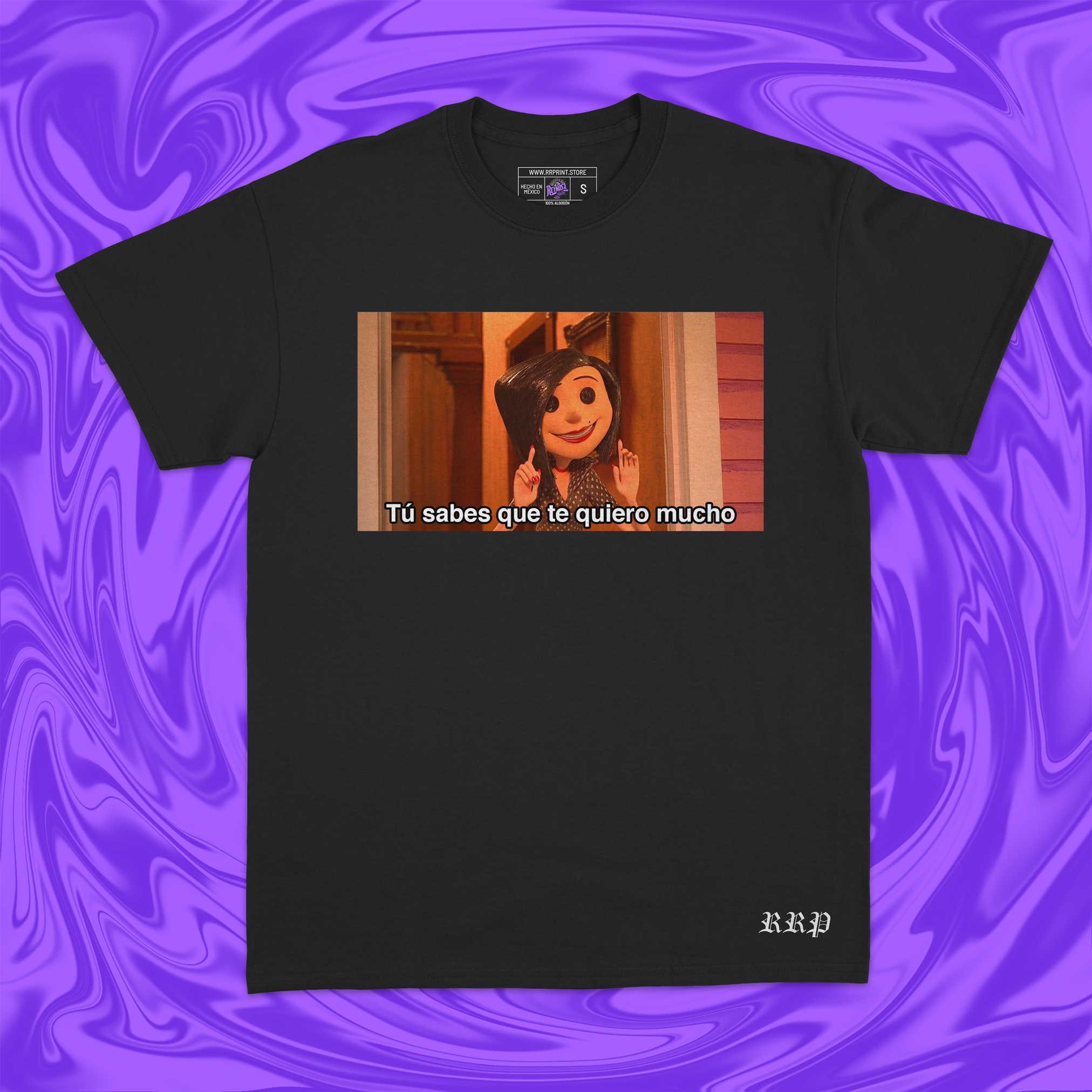 caroline's-mother-playera-manga-corta-color-negro-impresion-frontal
