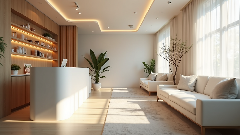 Eye-level view of aesthetic clinic with relaxing ambiance