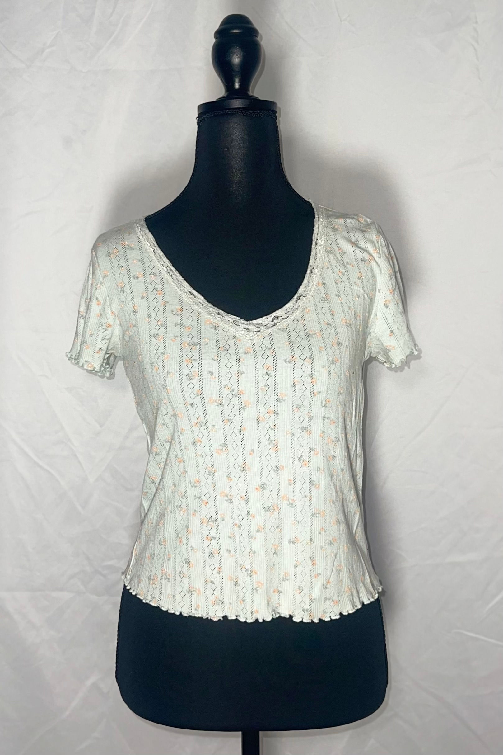 Pink Rose Large Floral Print Short Sleeve Top