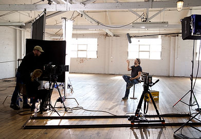 Interview filming, behind the scenes.