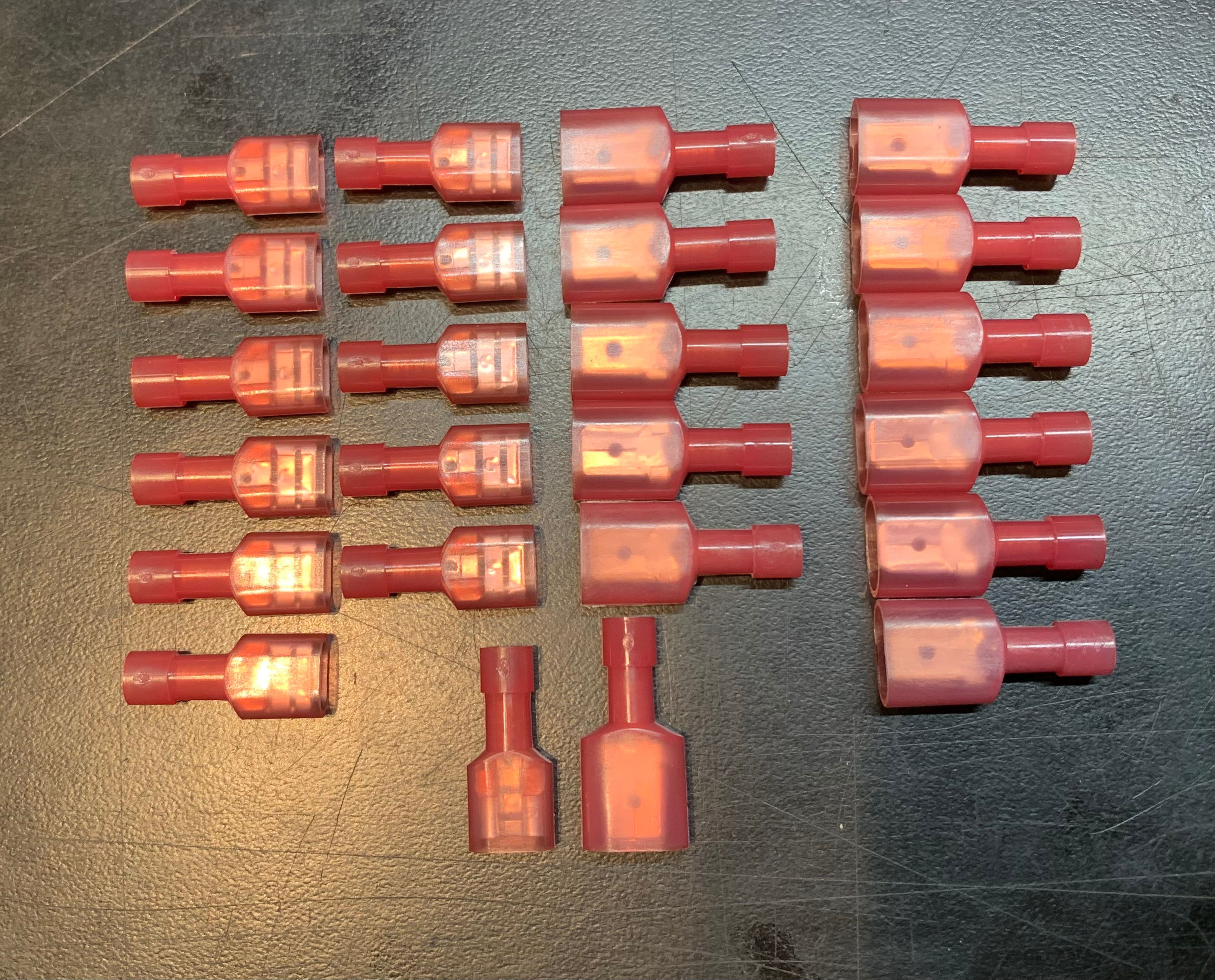 48-pk of 16-14 gage spade connectors (24ea male/female) heat-shrink