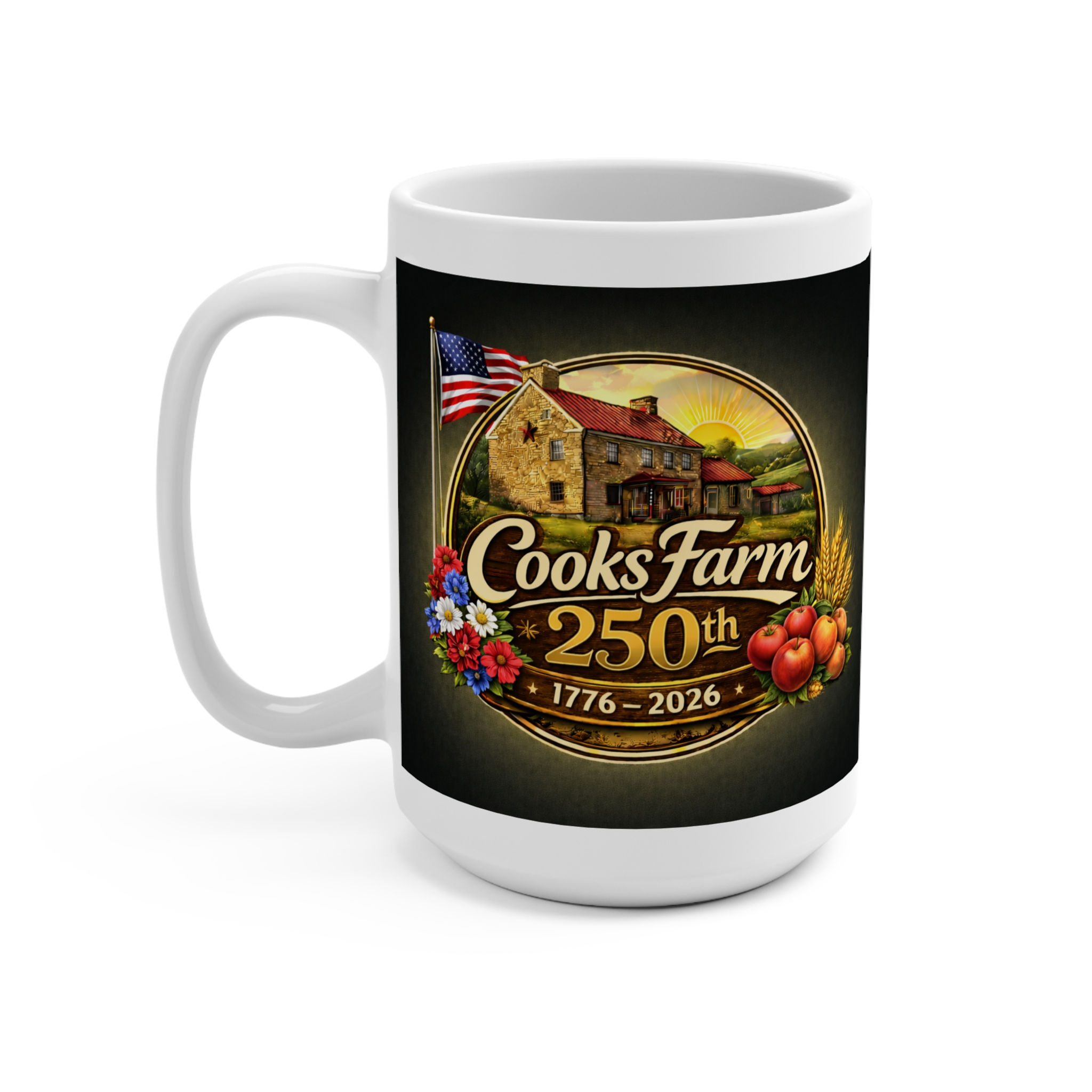 Cook Farm Bicentennial and 250 Mug 1776–2026