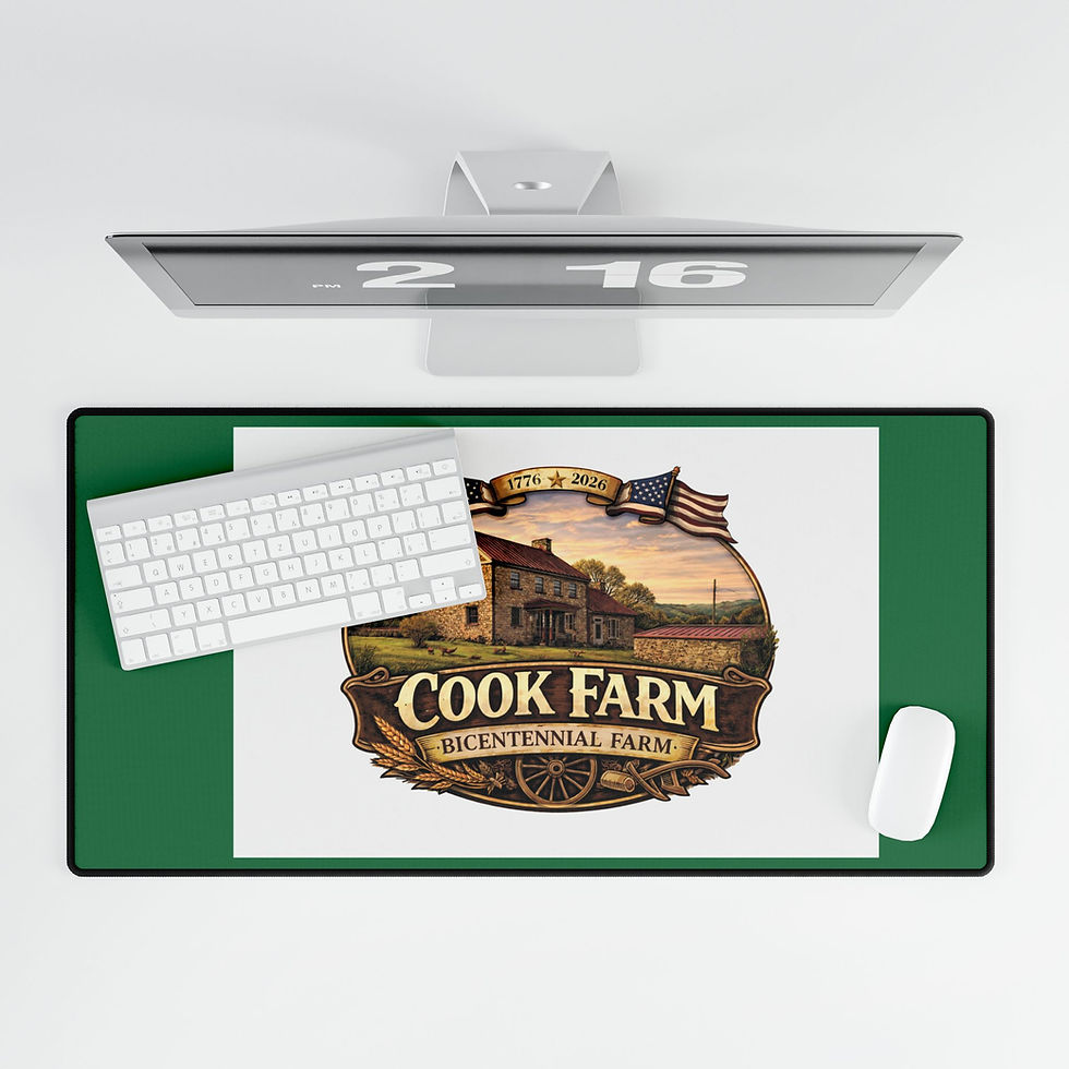 Thumbnail: Farmhouse Bicentennial Desk Mat — 'Cook Farm' Vintage Crest