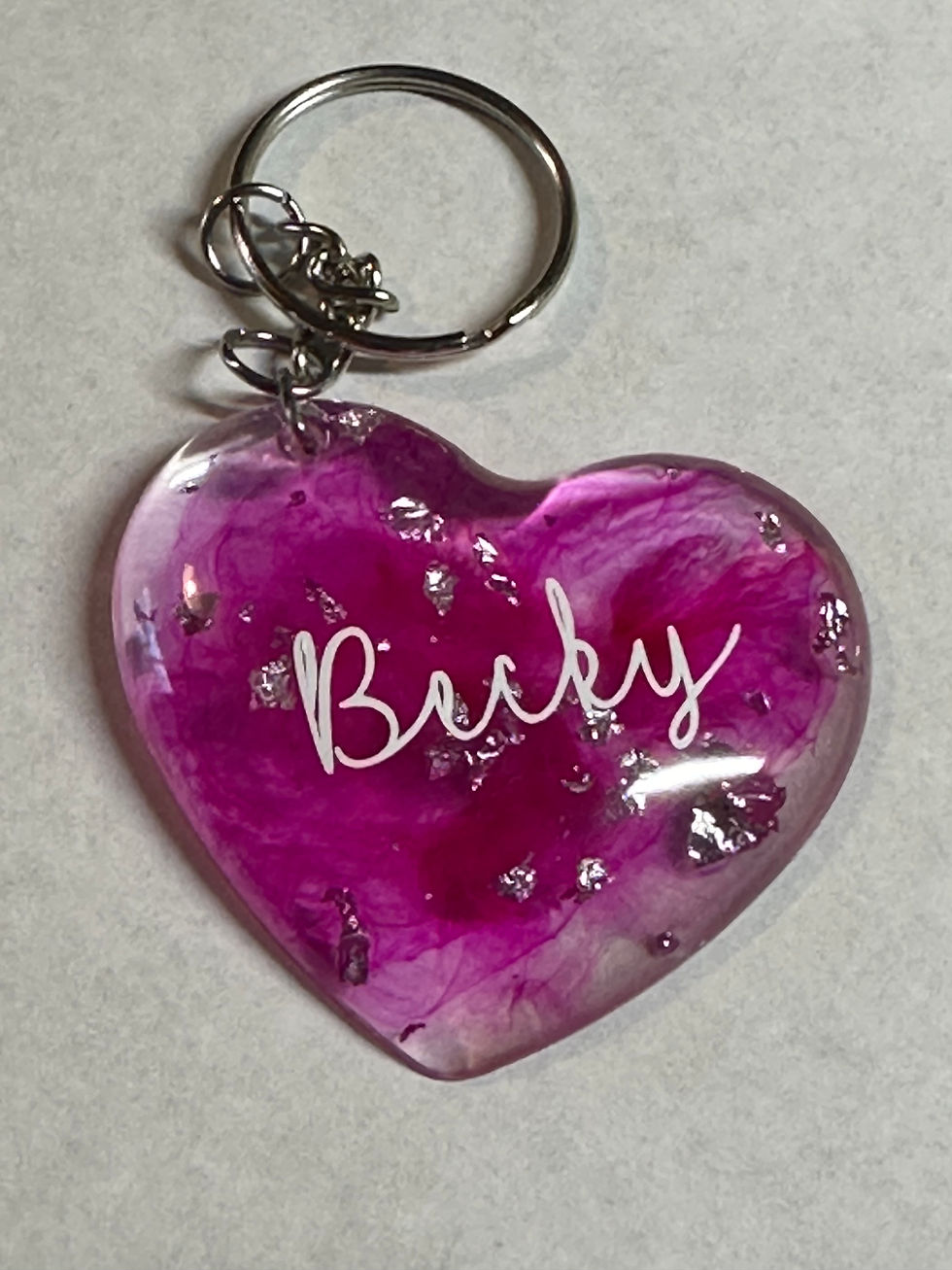 Personalised Resin heart Key ring