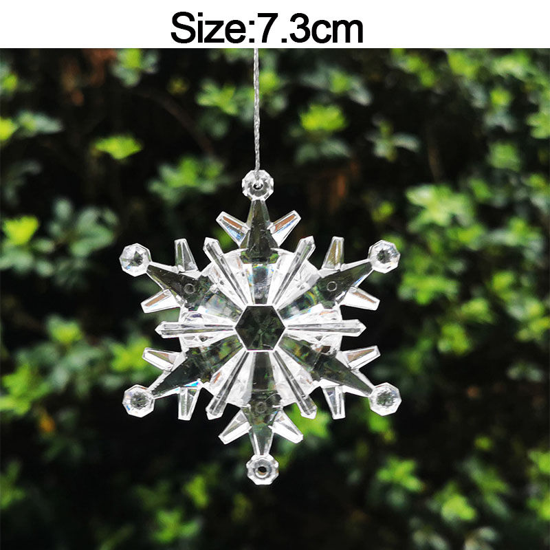 Miniatura: Conjunto de 5 peças de enfeites natalinos em acrílico cristal: flocos de neve, a