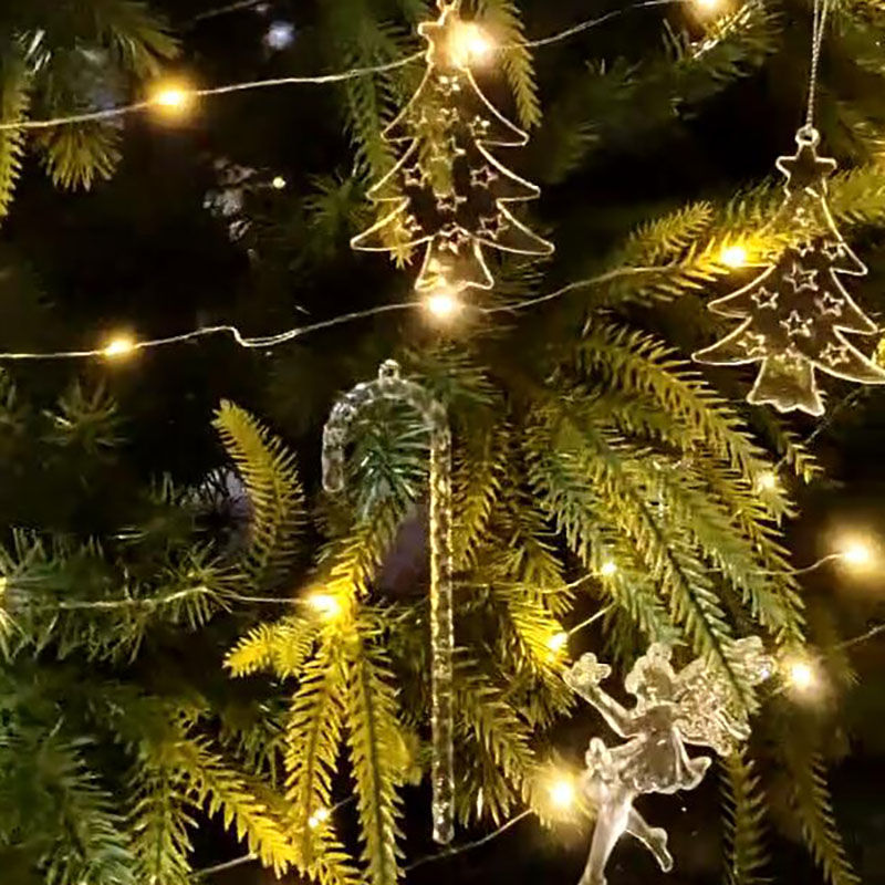 Miniatura: Conjunto de 5 peças de enfeites natalinos em acrílico cristal: flocos de neve, a