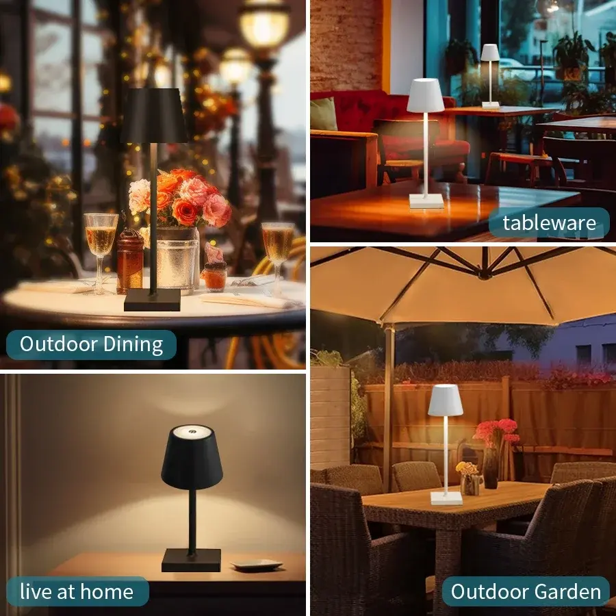 Miniatura: Luminária noturna LED recarregável, abajur de mesa sem fio com sensor de toque,