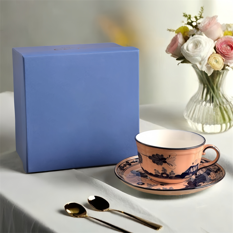 Thumbnail: High-end Oriental Series Coffee Cup and Saucer Ceramic Mug Pink Yellow Blue Gree