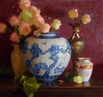 'Blue Porcelain and Reds'