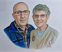 Hand drawn people portrait of a couple in the UK.