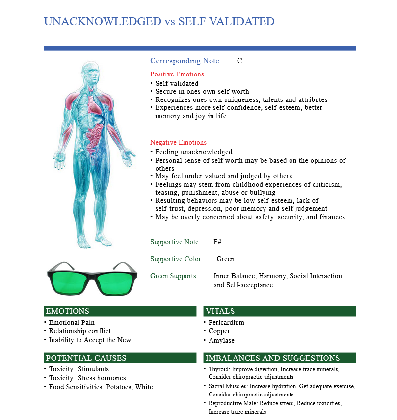 an example of AO BioScan Inner Voice charting