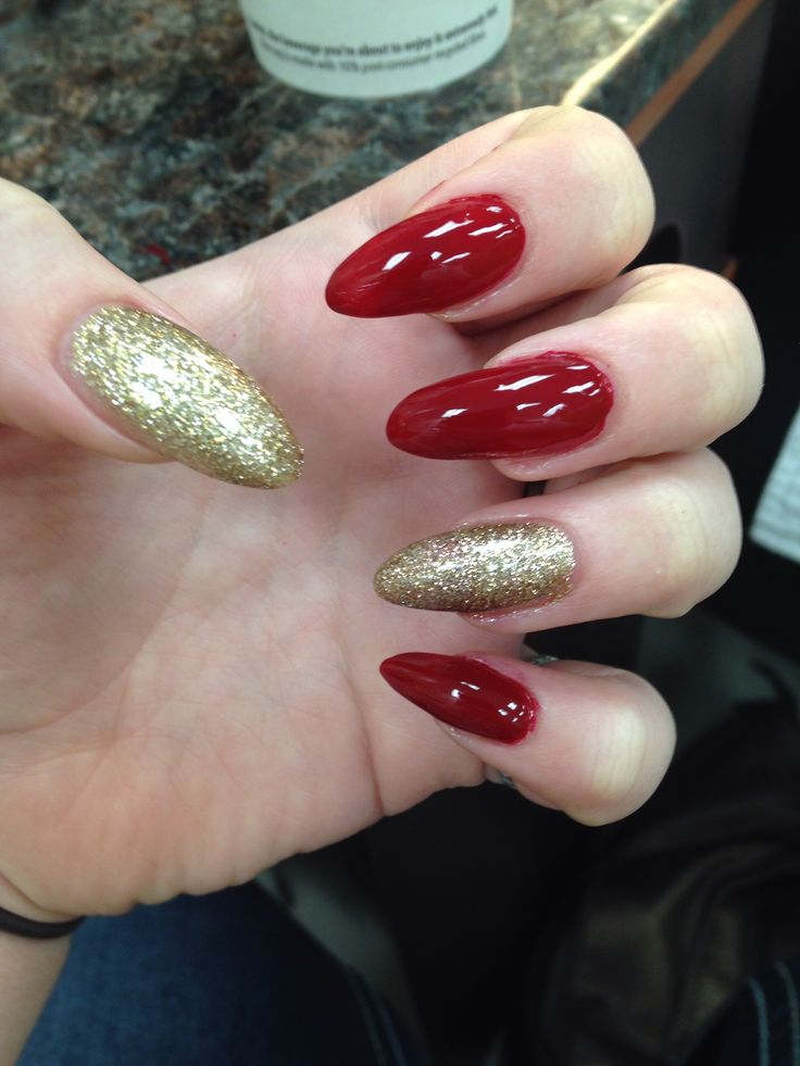 Red and gold nails