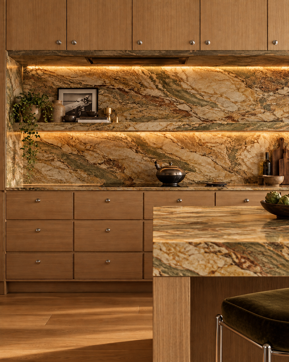 Luxe keuken met marmer en warme verlichting.png