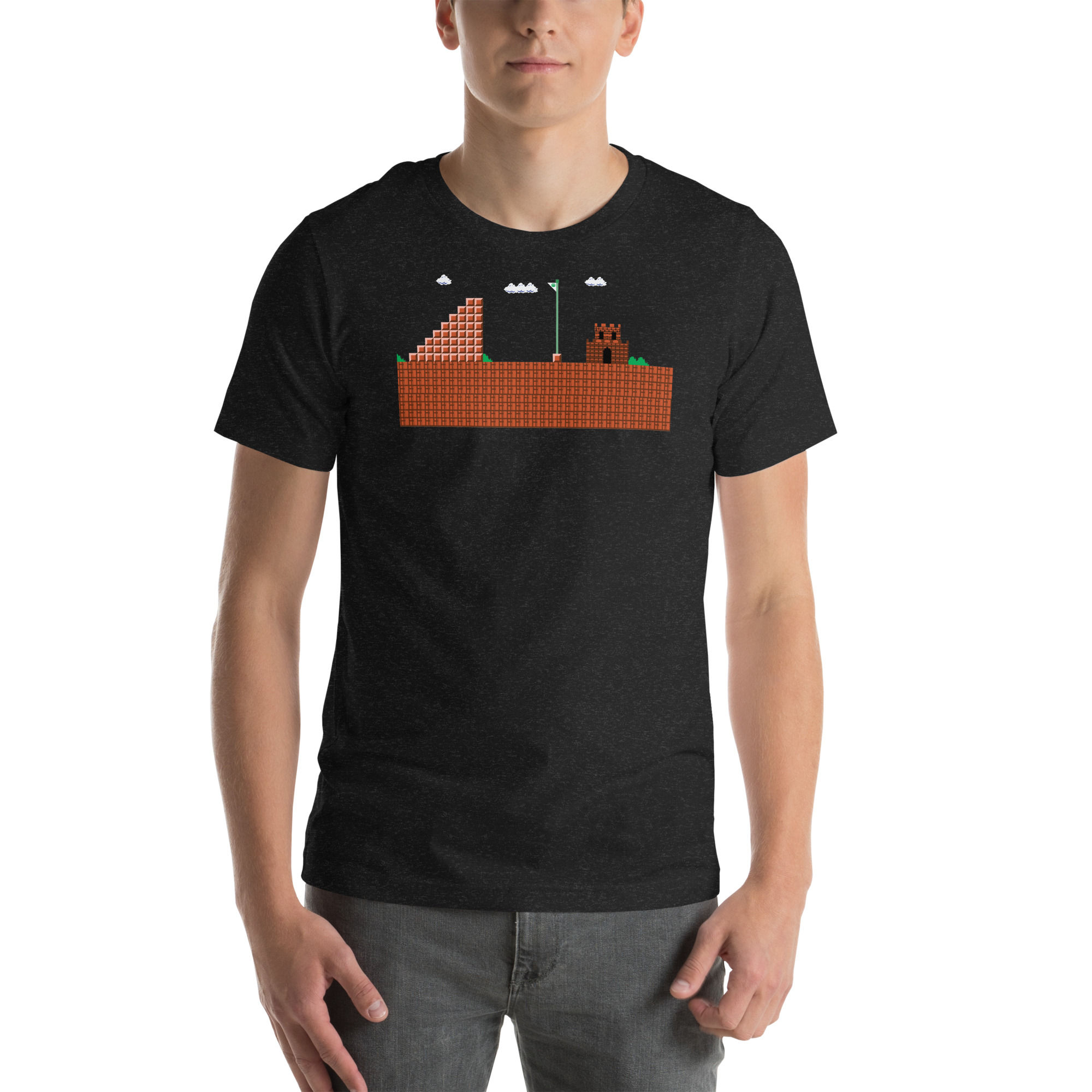 Unisex t-shirt video game retro vintage 8 bit mario nintendo fan art castle