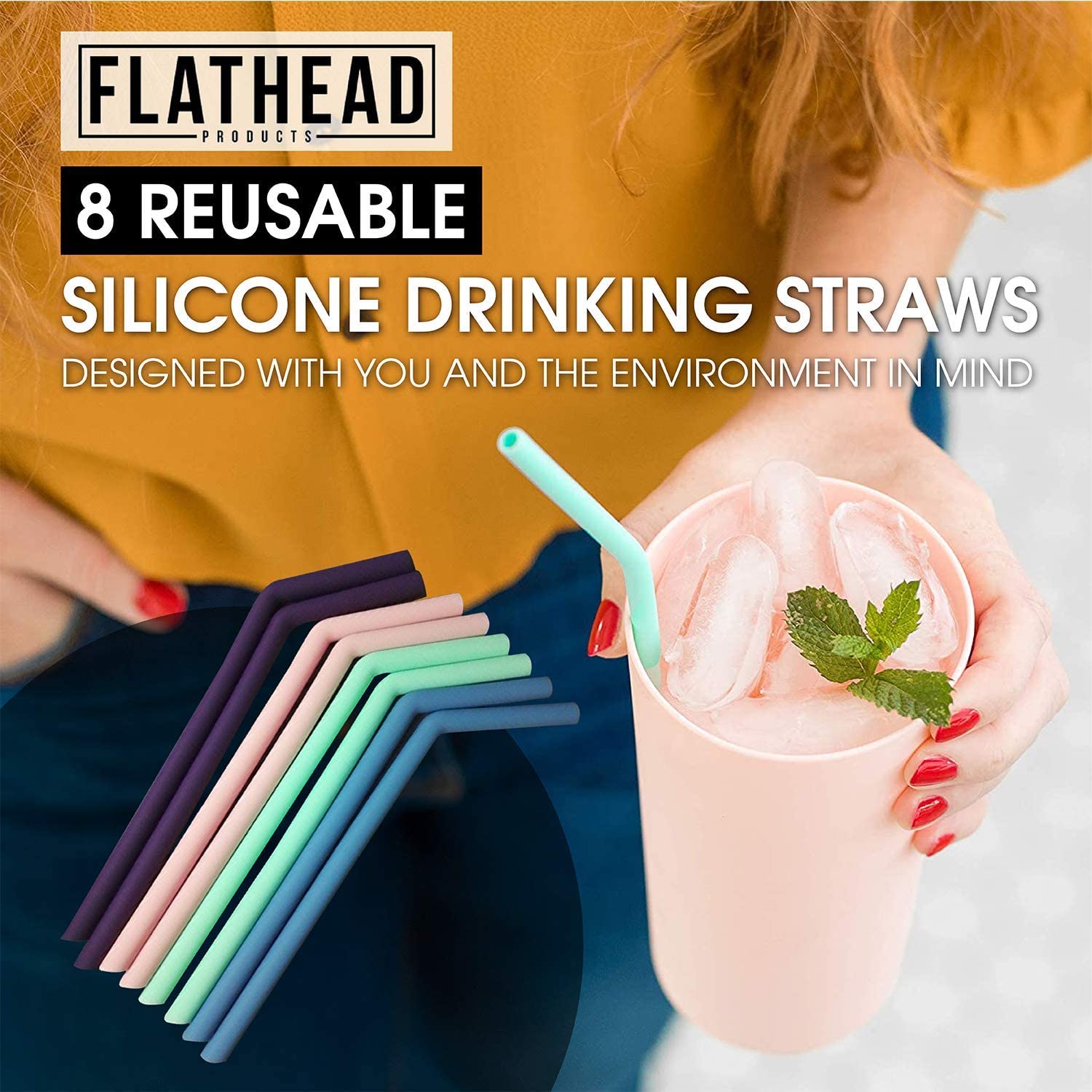 Reusable and Flexible EnvironmentFriendly Silicone Drinking Straw/cut