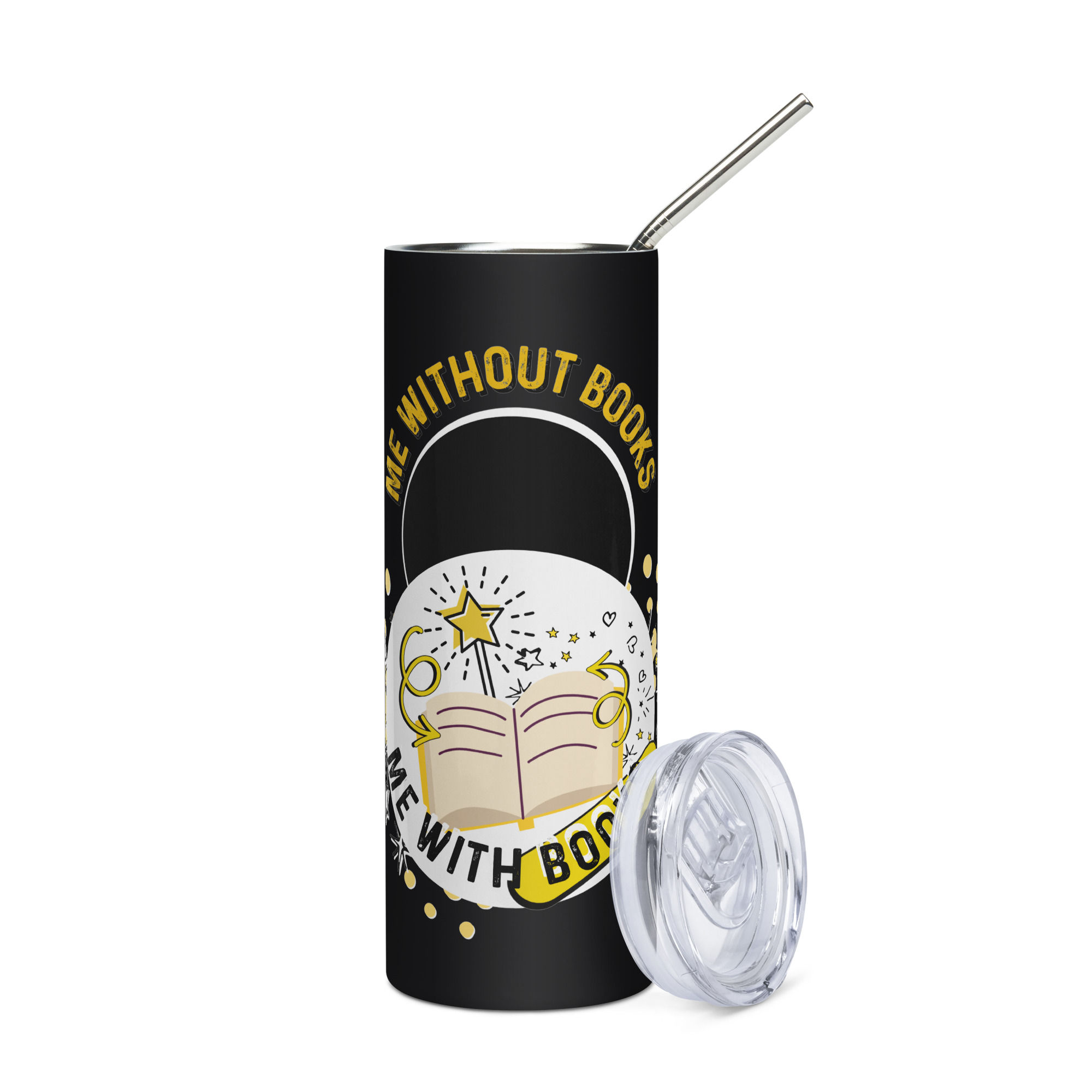 steel tumbler straw-  me with books inspirational teacher librarian reader gift