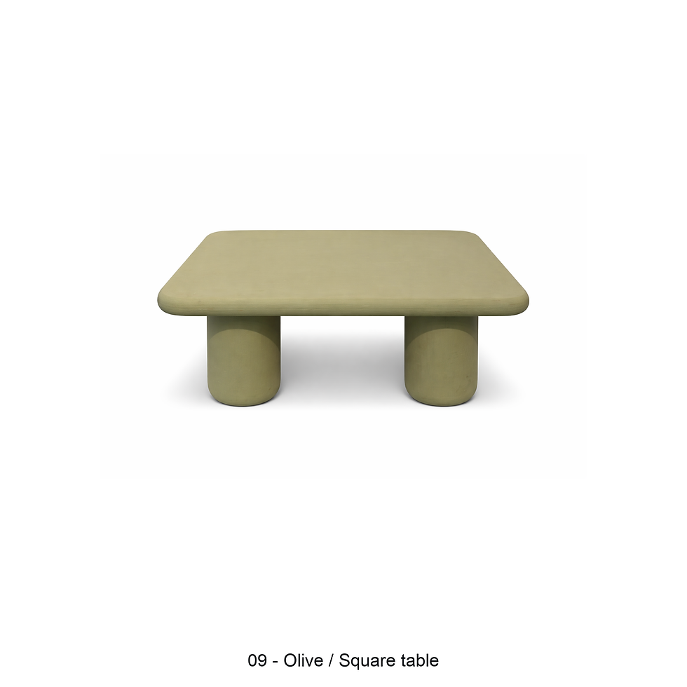 Thumbnail: Evoc rounded coffee table with cylindrical legs by ēclec, olive square table