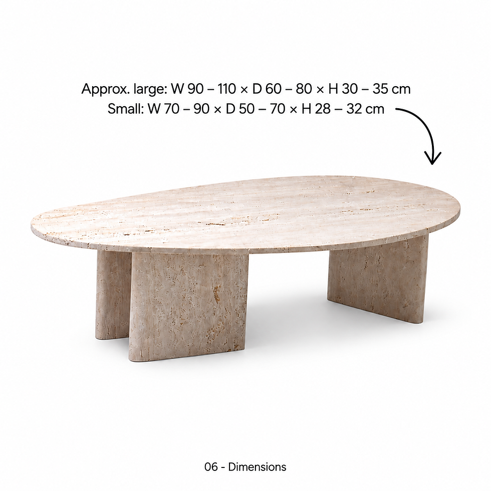 Thumbnail: Tide organic travertine coffee-table pair by ēclec, approximate dimensions
