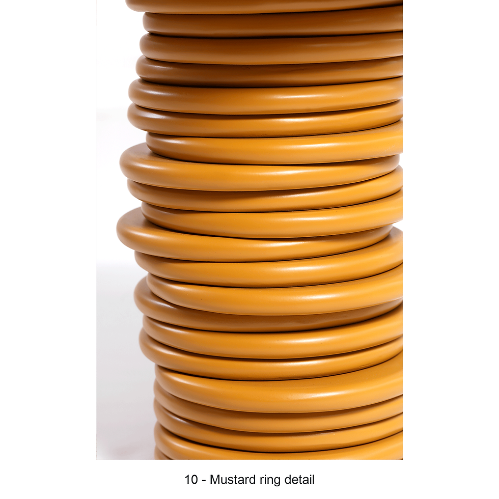 Thumbnail: Jax round side table with a stacked-ring base by ēclec, mustard ring detail