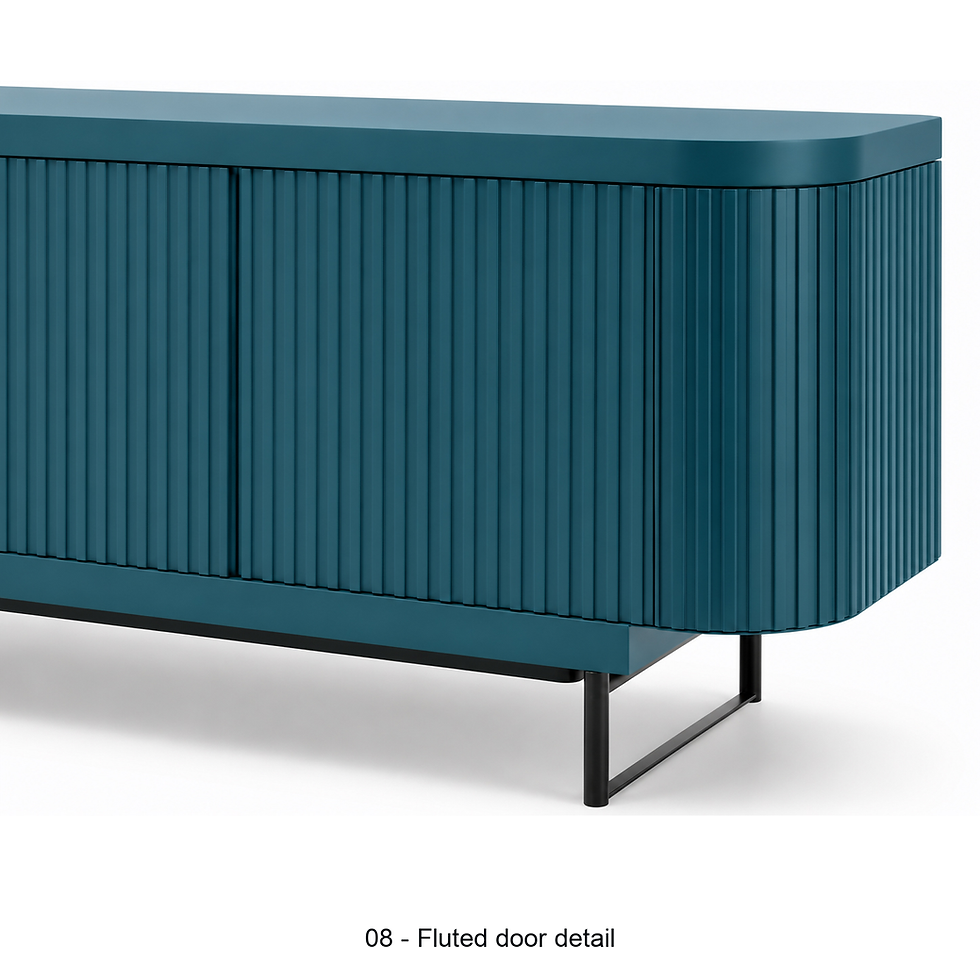 Thumbnail: Oma sideboard with an open display shelf by ēclec, fluted door detail