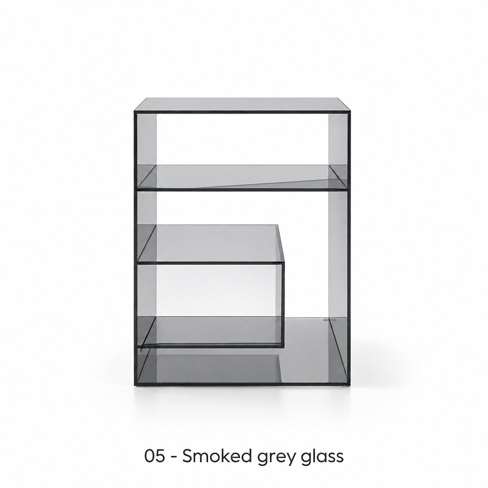 Thumbnail: Loopa tinted-glass side table with layered panels by ēclec, smoked grey glass