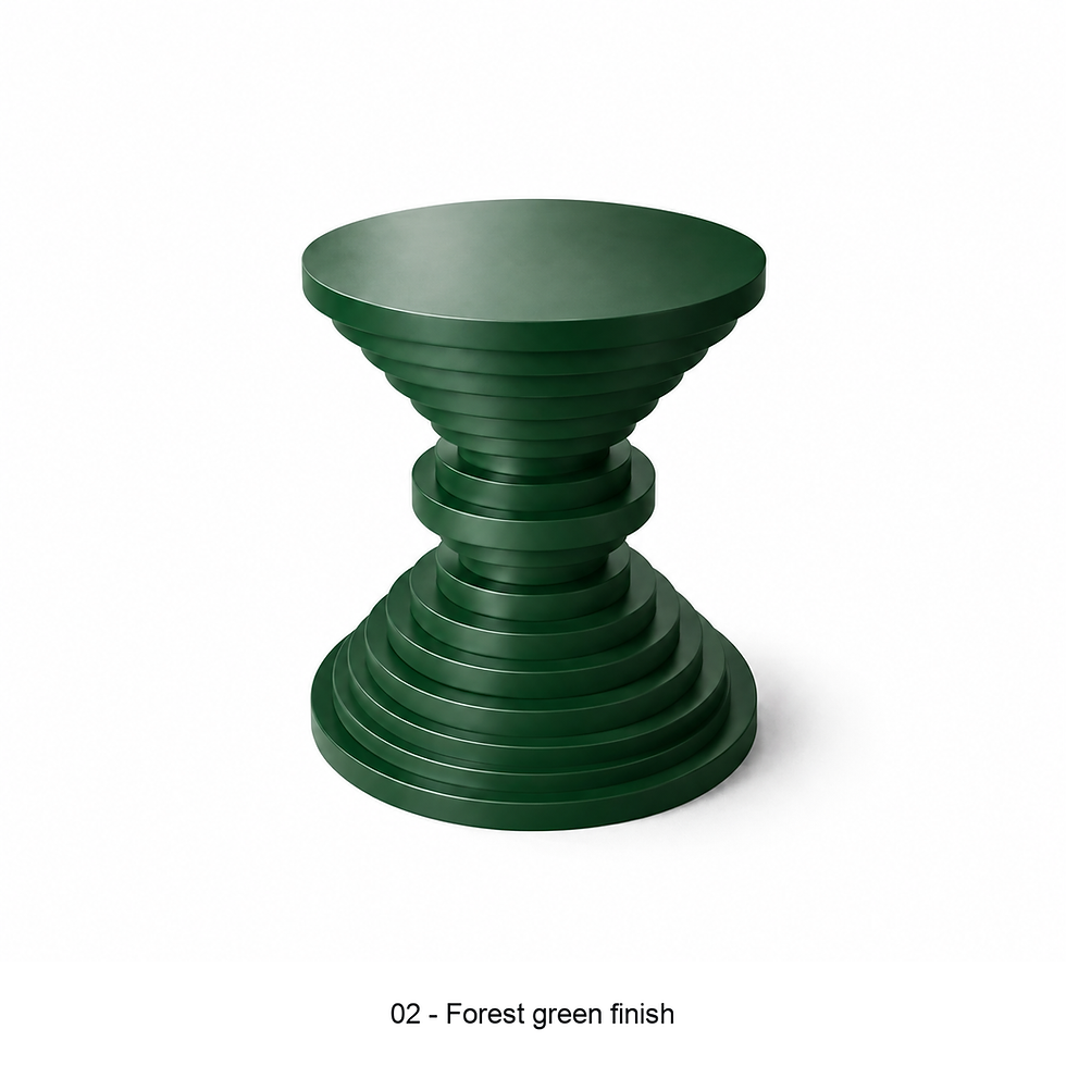 Thumbnail: Stax stacked geometric pedestal table by ēclec, forest green finish