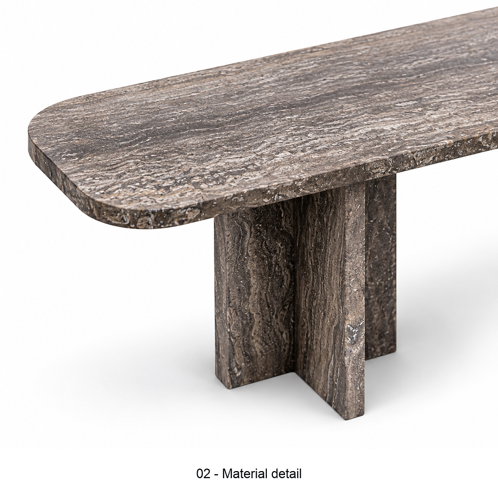 Thumbnail: Travo stone bench with slab legs by ēclec, material close-up