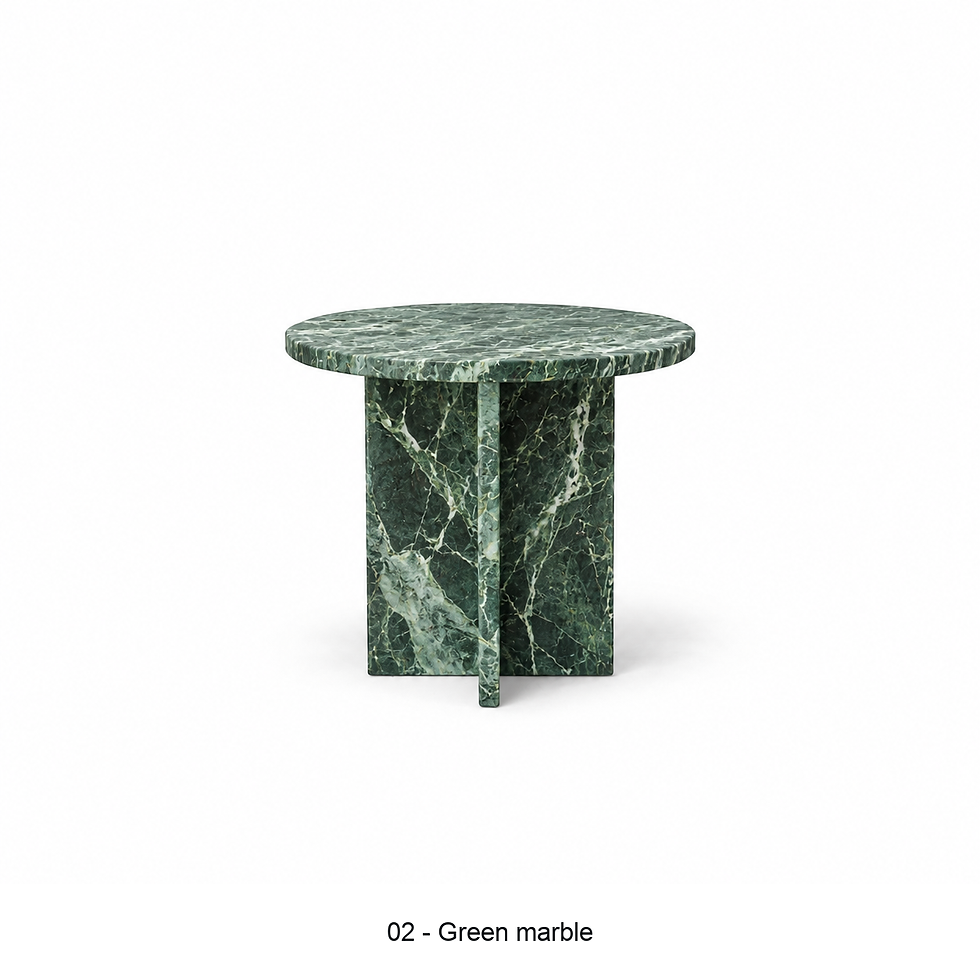 Thumbnail: Trex textured-stone side table with a cross-base by ēclec, green marble