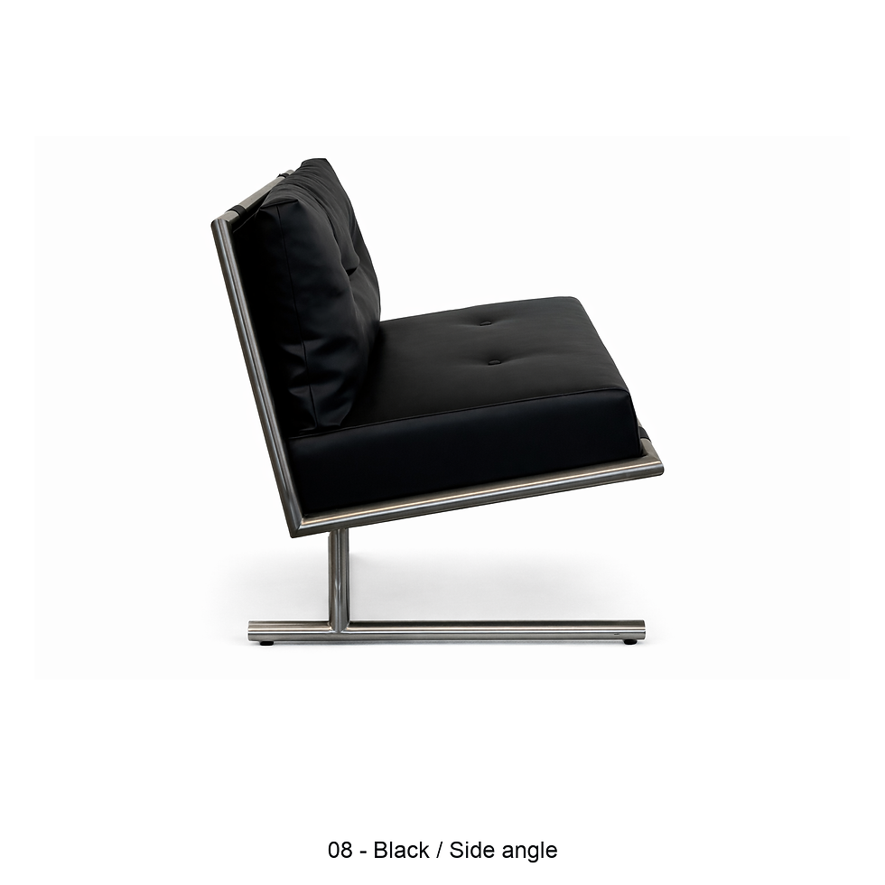 Thumbnail: Vinotal lounge chair with a tubular-metal frame by ēclec, black side angle