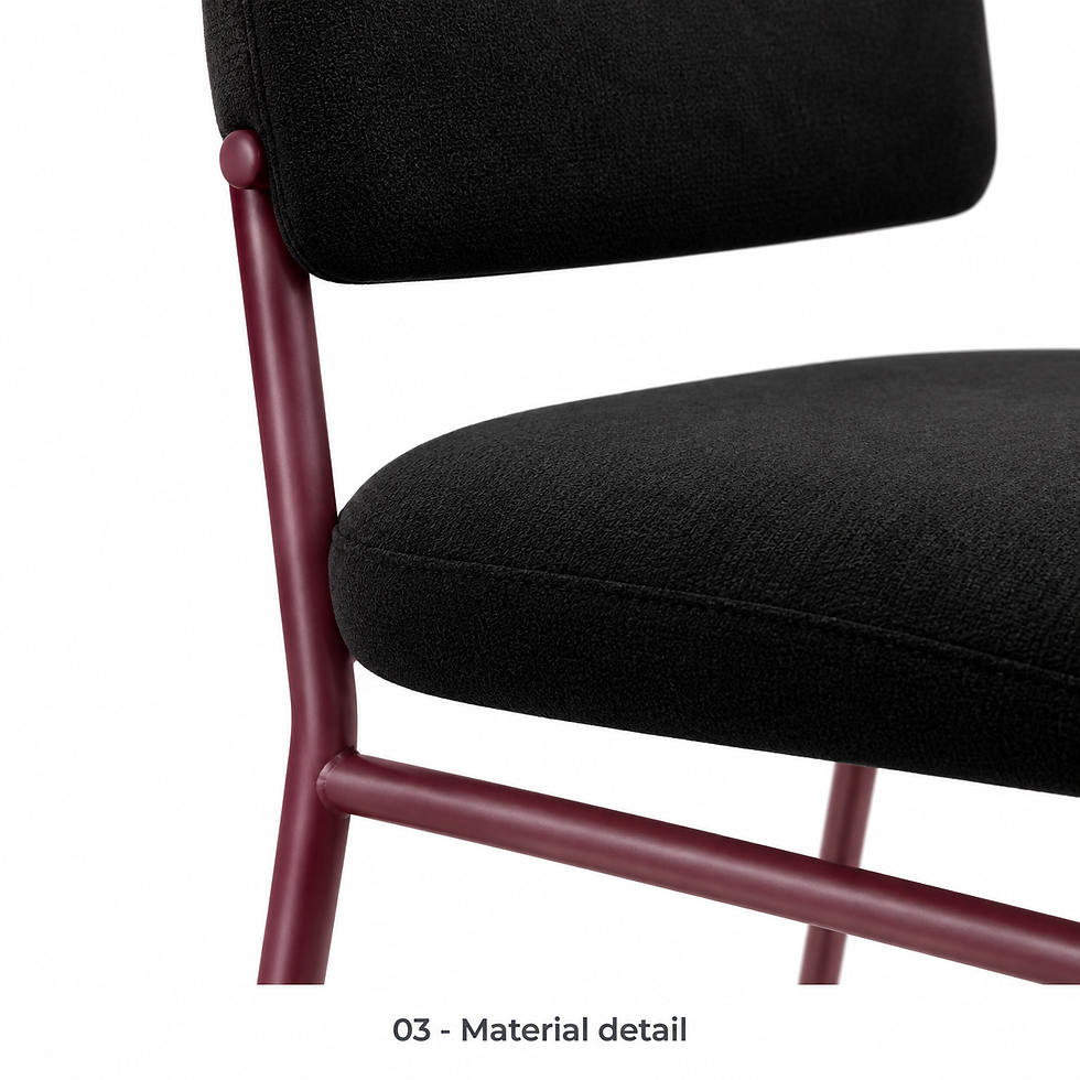 Thumbnail: Roxy dining chair with a sculptural steel frame by ēclec, material close-up