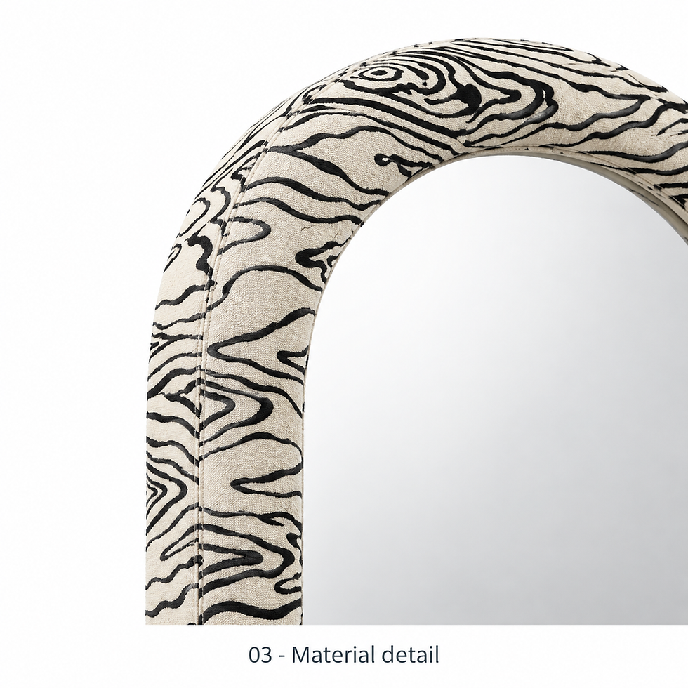 Thumbnail: Leila.B arched mirror with a wood-grain-pattern frame by ēclec, material close-up