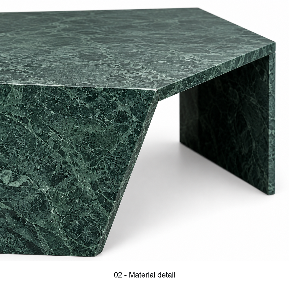 Thumbnail: Emerald stone-finish coffee table with slab supports by ēclec, material close-up