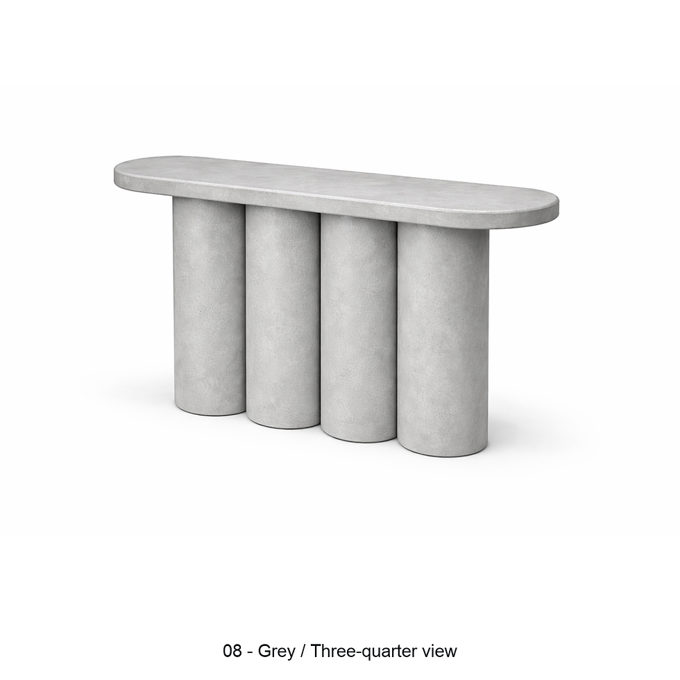 Thumbnail: Pillar console with cylindrical column supports by ēclec, grey three-quarter view