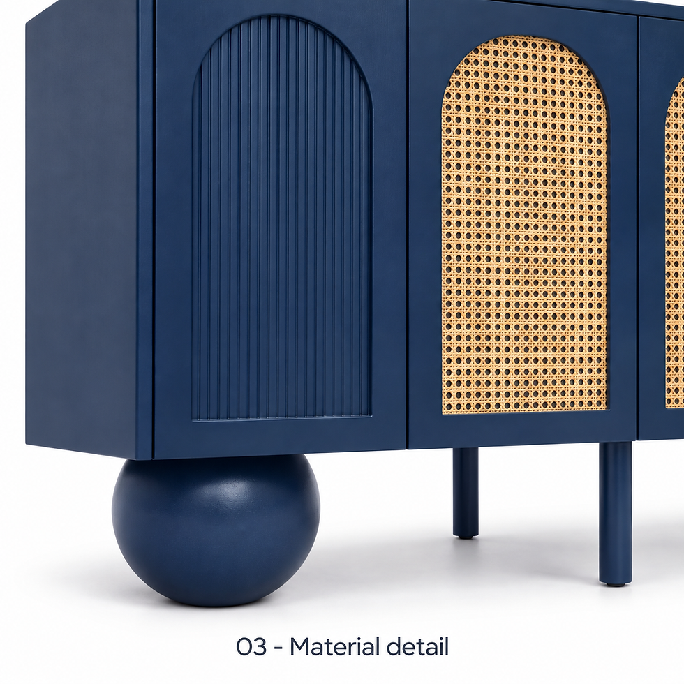 Thumbnail: Sandy sideboard with arched cane and fluted panels by ēclec, material close-up