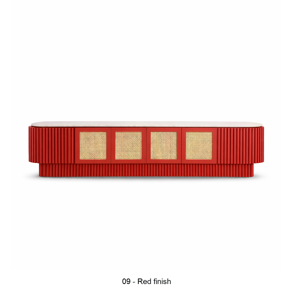 Thumbnail: Accent.A fluted sideboard with cane-fronted doors by ēclec, red finish