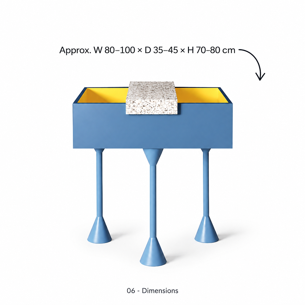 Thumbnail: Stand side table with coloured storage compartments by ēclec, approximate dimensions
