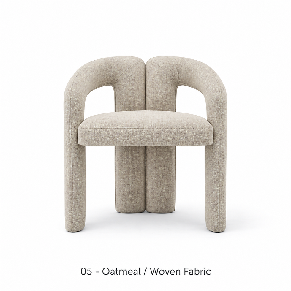 Thumbnail: Teri chair with cylindrical upholstered legs by ēclec, oatmeal woven upholstery