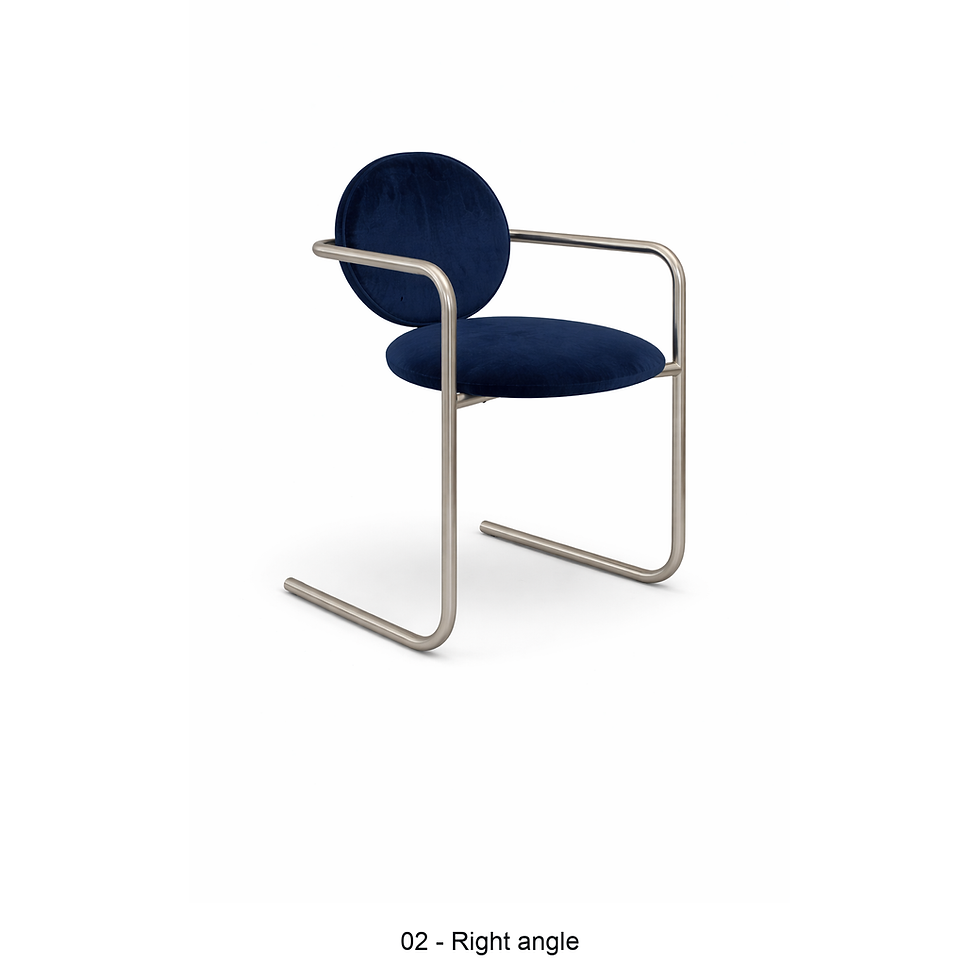 Thumbnail: Sparks cantilever chair with velvet cushions by ēclec, right three-quarter view