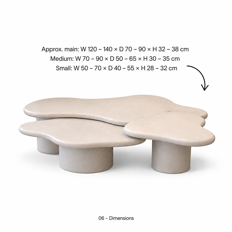 Thumbnail: Seti organic coffee-table trio by ēclec, approximate dimensions