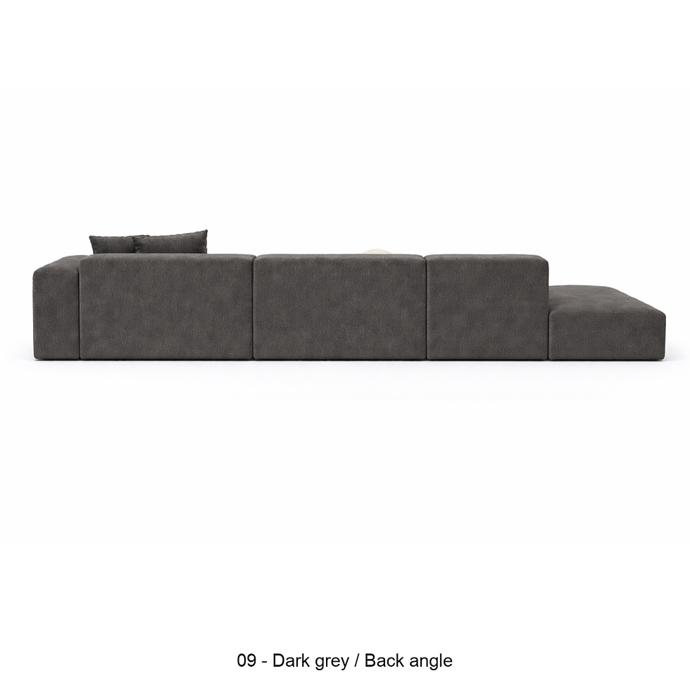 Thumbnail: Mora modular sectional sofa with rounded volumes by ēclec, dark grey back angle